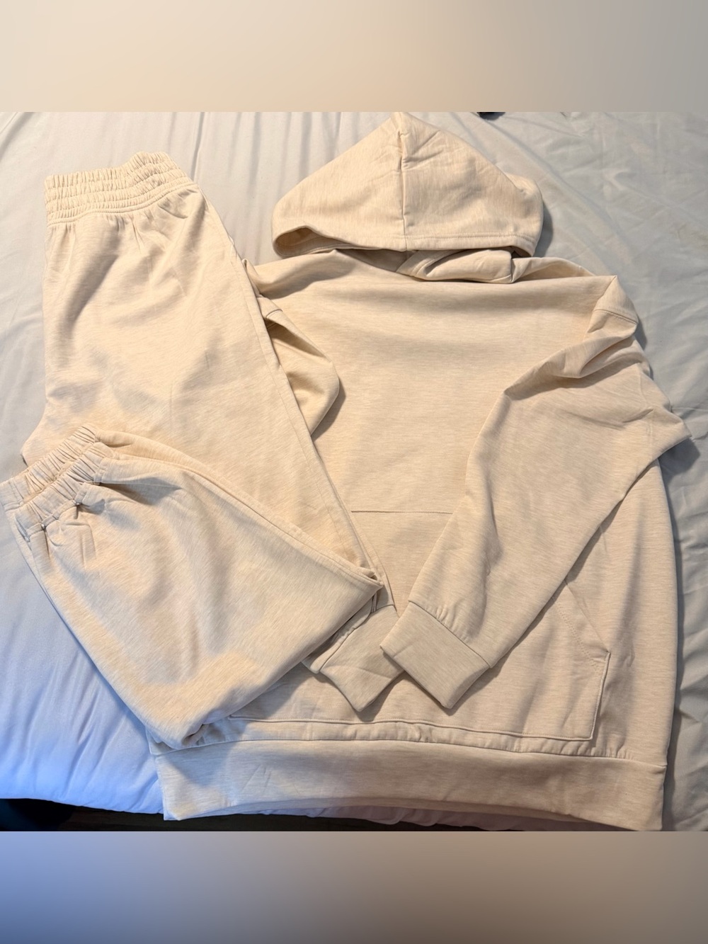 NWOT Zenana Scuba Knit Hoodie & Jogger Set- Heather Vanilla